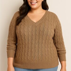 St. John's Bay Women's V-Neck Sweater - Tan